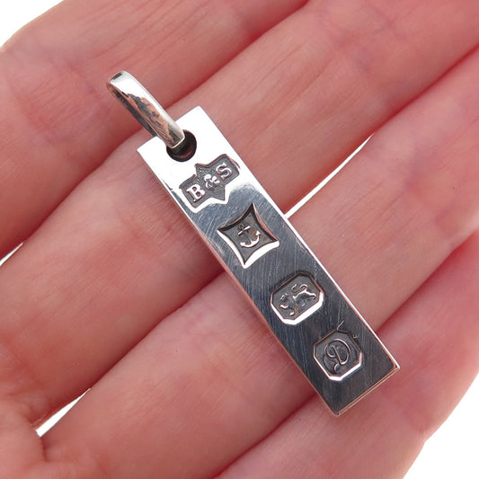 Bodenham & Shorthouse 925 Sterling Silver Vintage 1978 Birmingham Bar Pendant