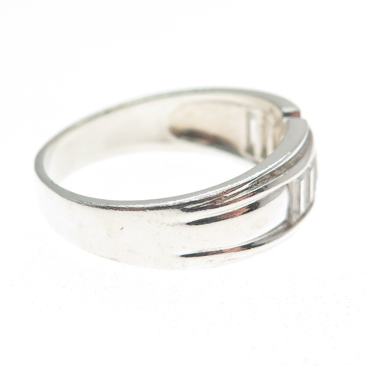 925 Sterling Silver Emerald-Cut Shaped C Z Ring Size 10.25