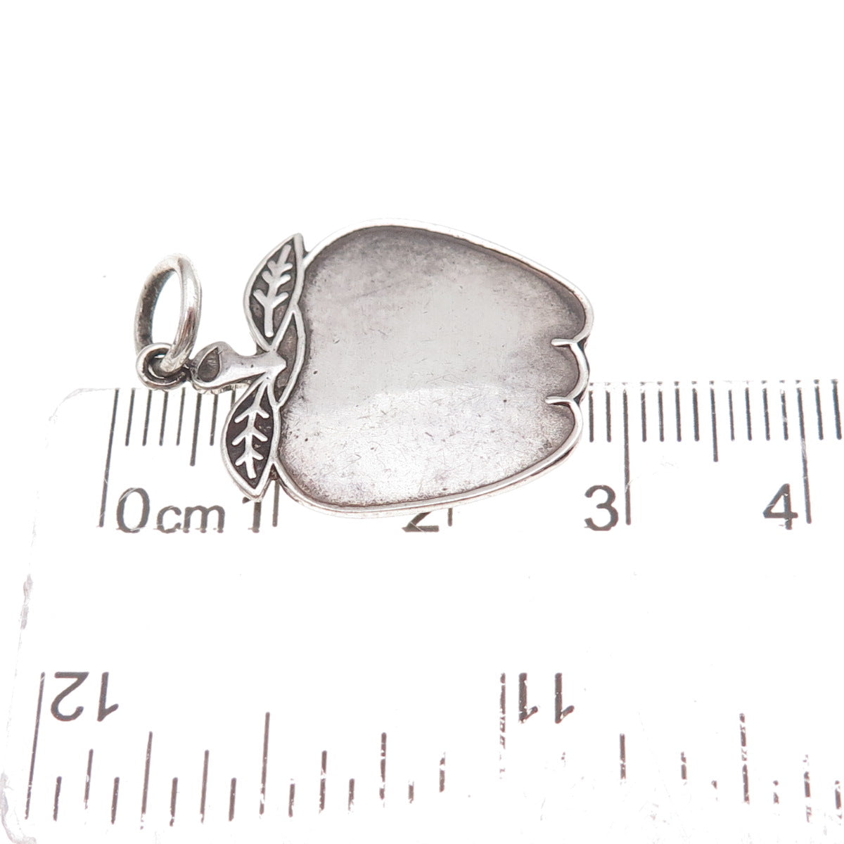 925 Sterling Silver Vintage Apple Oxidized Charm Pendant