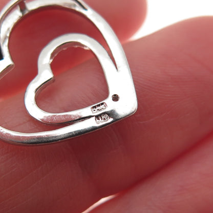 Charles Winston 925 Sterling Silver Real Diamond Heart Mini Slide Charm Pendant