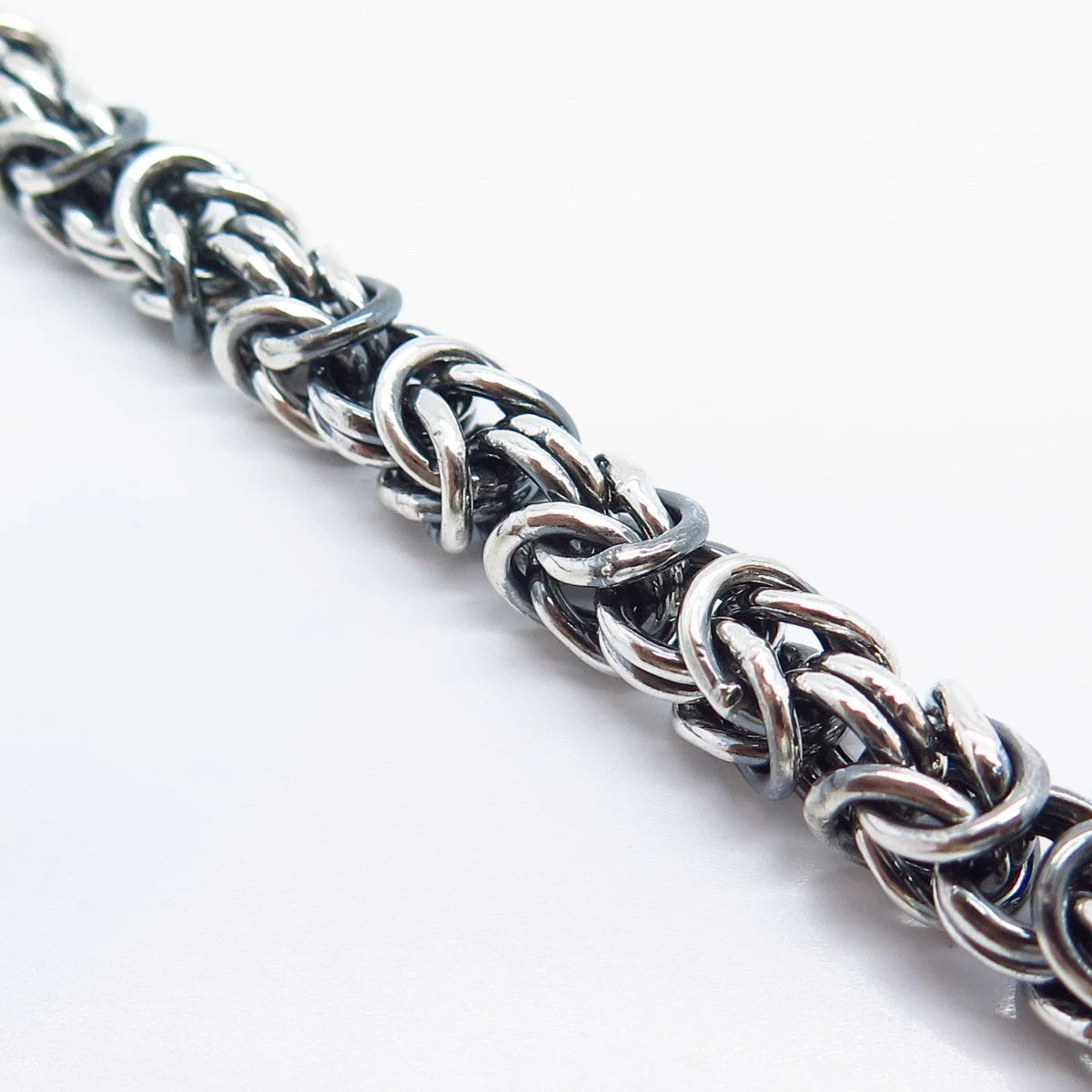 925 Sterling Silver Vintage Byzantine Link Bracelet 8"