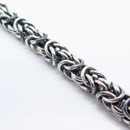 925 Sterling Silver Vintage Byzantine Link Bracelet 8"