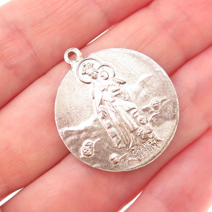 Chapel 925 Sterling Silver Antique Art Deco Jesus Sacred Heart Charm Pendant
