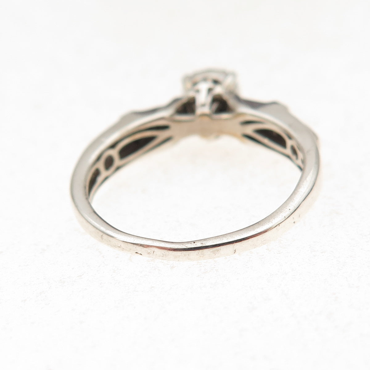 925 Sterling Silver Real Round-Cut Diamond Cross Engagement Ring Size 6