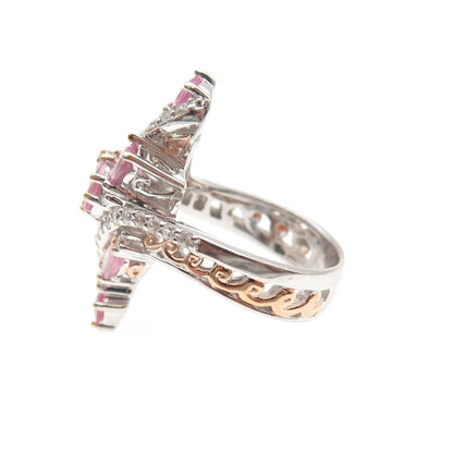 MICHAEL VALITUTTI Gems En Vogue 925 Sterling White & Pink Topaz Ring Size 7.25