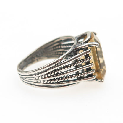 CHATEAU D'ARGENT Sterling Silver Vintage Real Citrine Oxidized Ring Size 8.25