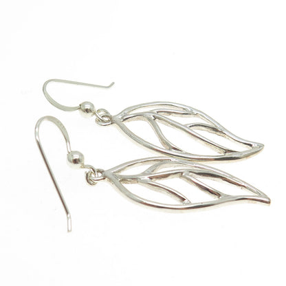 925 Sterling Silver Leaf Floral Dangling Earrings