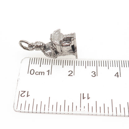 835 Silver Vintage Lacemaker Bruxelles Brussels 3D Mini Charm Pendant