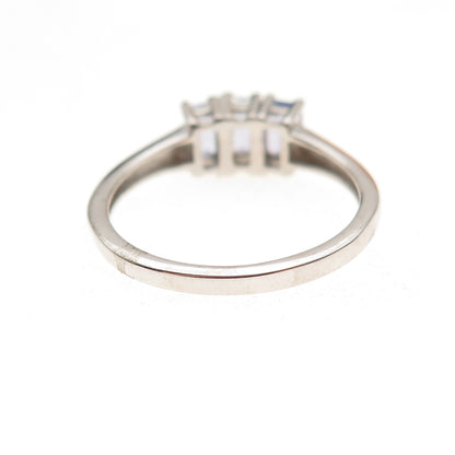Chuck Clemency 925 Sterling Silver Real Emerald-Cut Tanzanite Ring Size 7.25