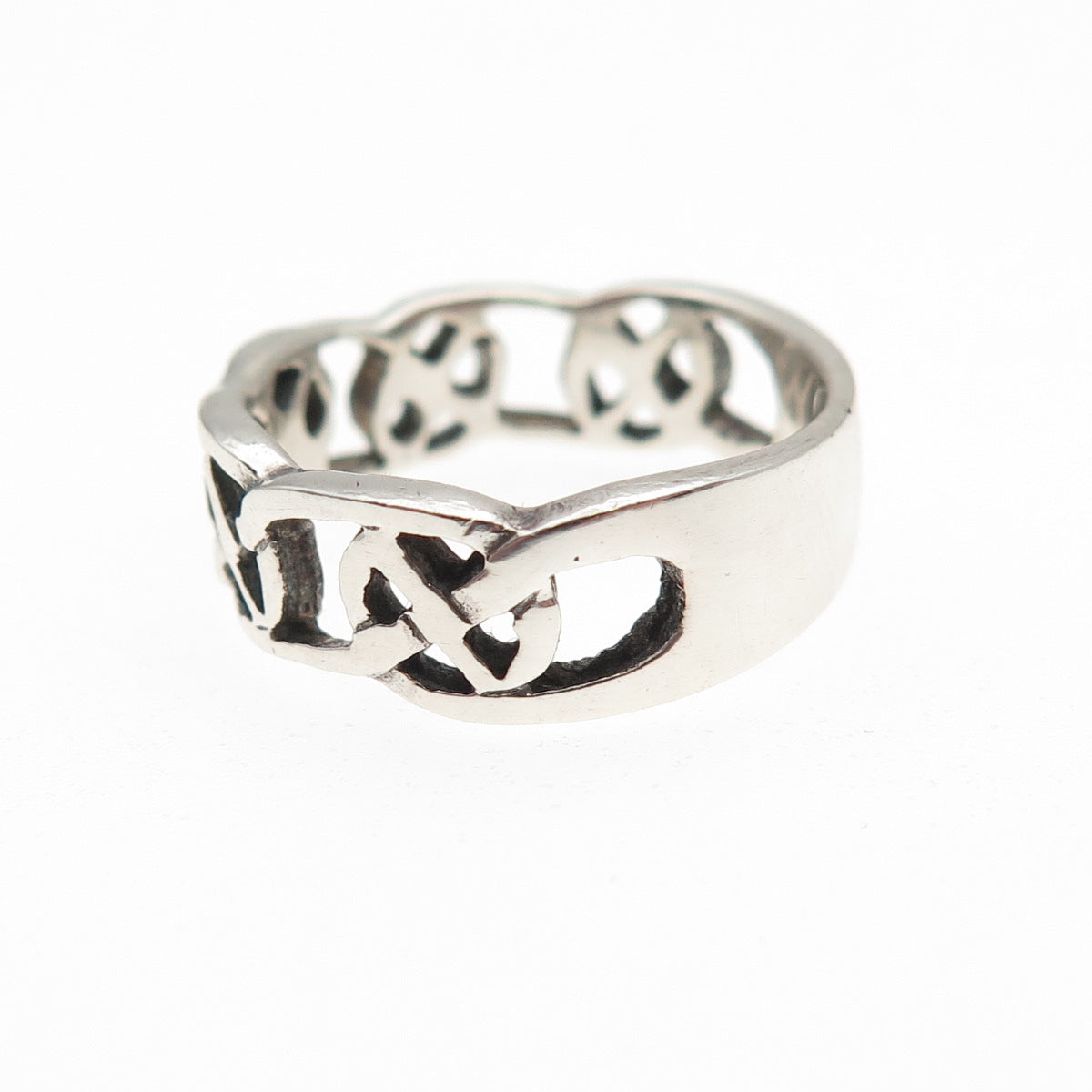 925 Sterling Silver Vintage Celtic Knot Oxidized Band Ring Size 5.5