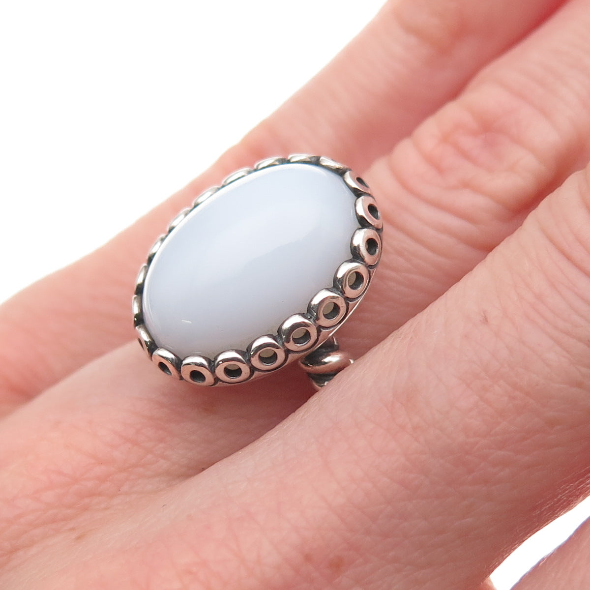 Pandora 925 Sterling Silver Real Chalcedony Forever My Friend Ring Size 5