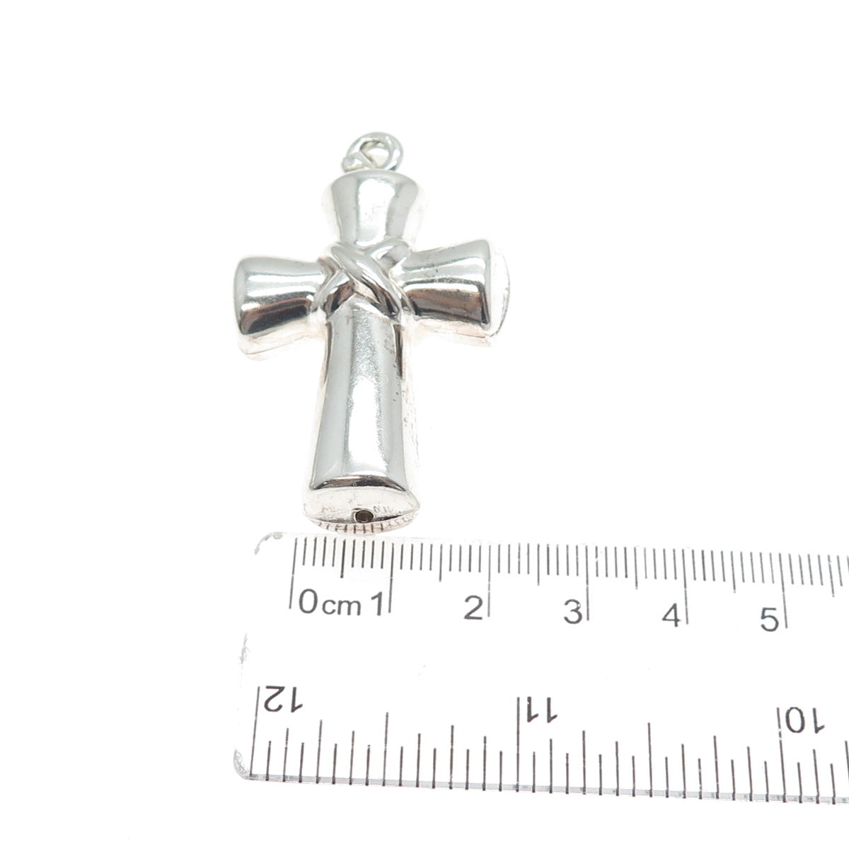 925 Sterling Silver Vintage Italy Cross Religious 3D Charm Pendant