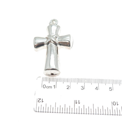 925 Sterling Silver Vintage Italy Cross Religious 3D Charm Pendant