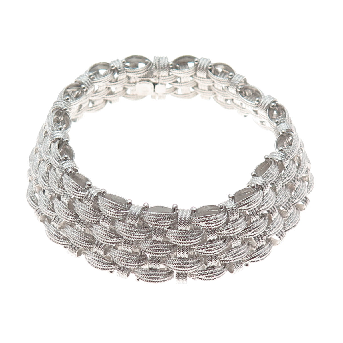 DASAN INC 925 Sterling Silver Vintage Italy Modernist Woven Link Bracelet 8"