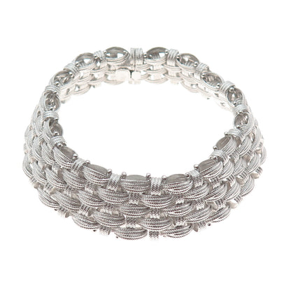 DASAN INC 925 Sterling Silver Vintage Italy Modernist Woven Link Bracelet 8"