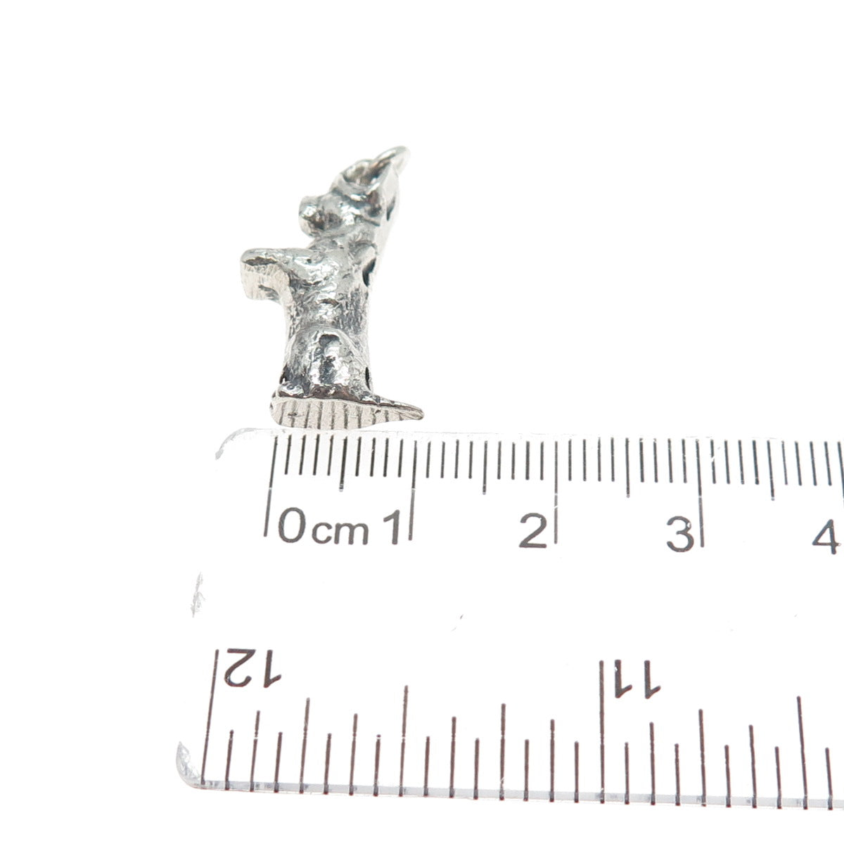 925 Sterling Silver Vintage Dog Oxidized 3D Charm Pendant