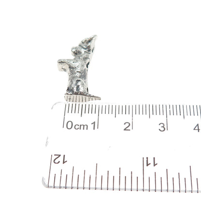 925 Sterling Silver Vintage Dog Oxidized 3D Charm Pendant