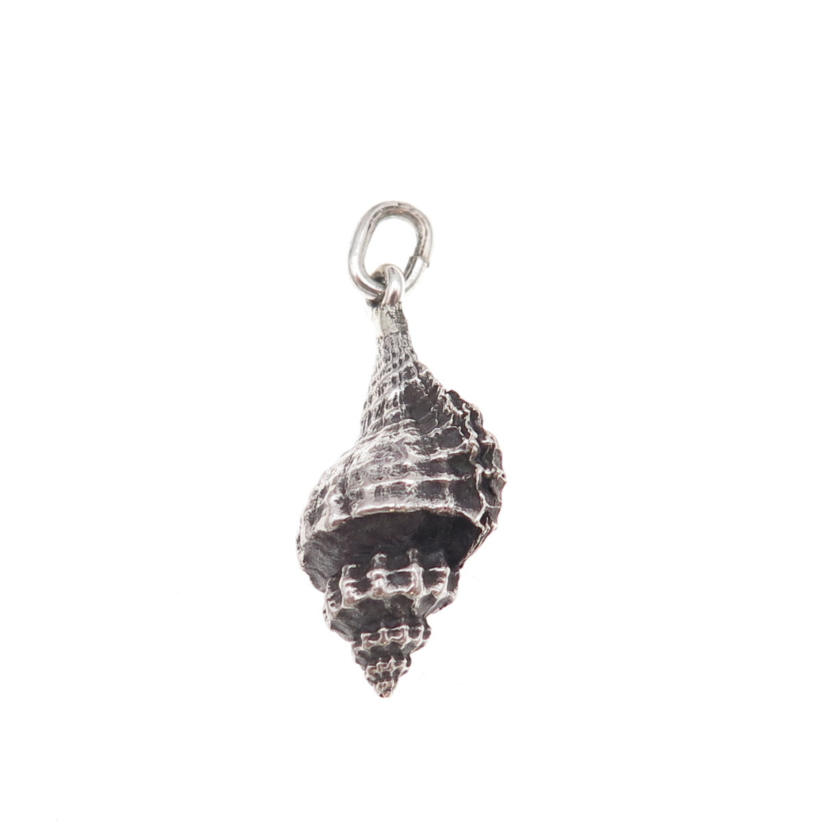 Parker 925 Sterling Silver Vintage Seashell Oxidized 3D Charm Pendant