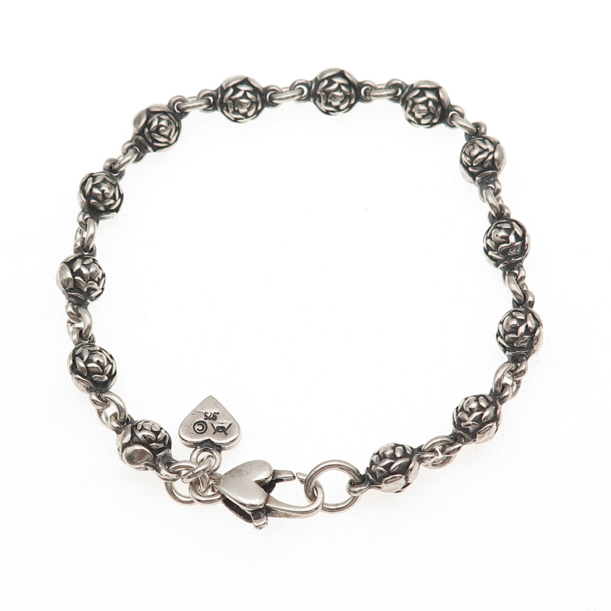 Mary Kay Donnelly 925 Sterling Silver Vintage Rosebud Link Bracelet 6.75"