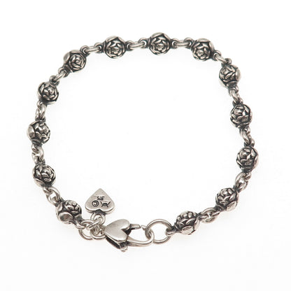 Mary Kay Donnelly 925 Sterling Silver Vintage Rosebud Link Bracelet 6.75"
