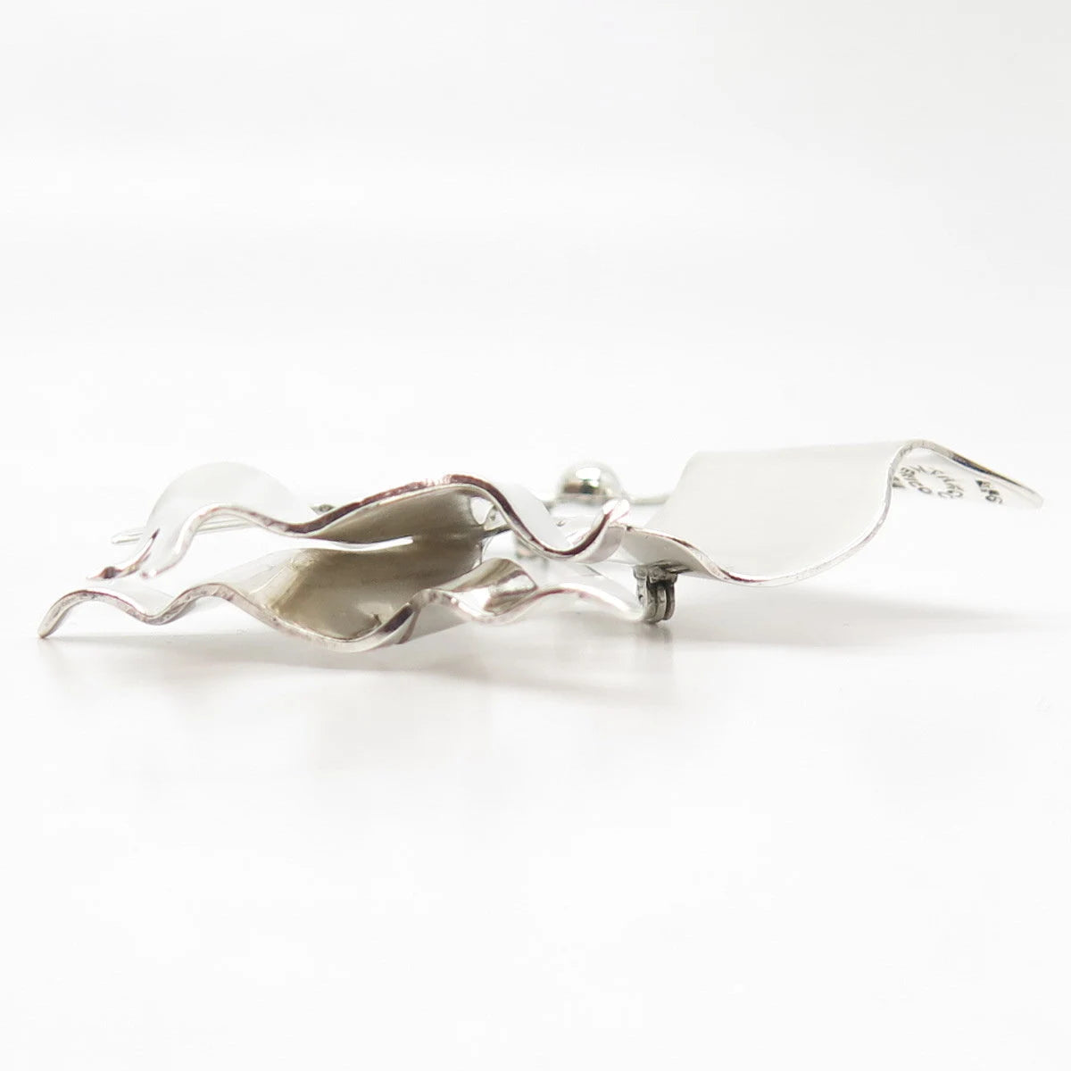 925 Sterling Silver Vintage Mexico Modernist Fish Pin Brooch