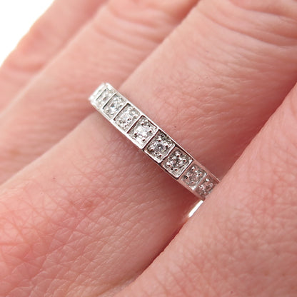 925 Sterling Silver Round-Cut C Z Half Eternity Band Ring Size 7