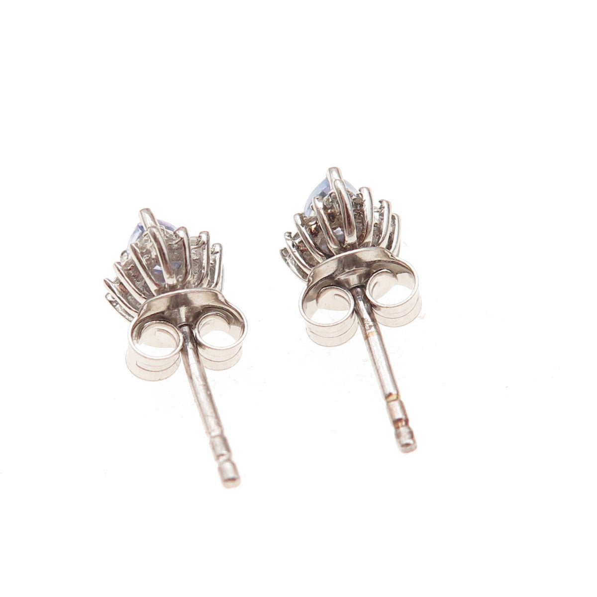 Chuck Clemency 925 Sterling Silver Real Tanzanite & White Topaz Stud Earrings