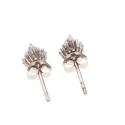 Chuck Clemency 925 Sterling Silver Real Tanzanite & White Topaz Stud Earrings