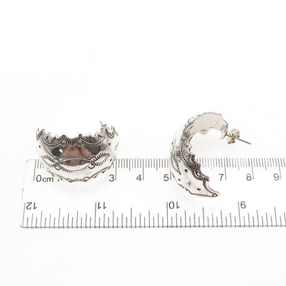 Old Pawn 925 Sterling Silver Vintage Southwestern Oxidized Tribal Earrings