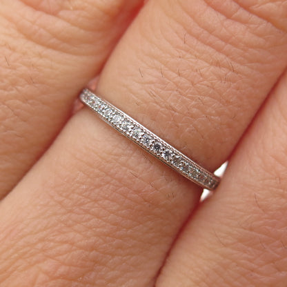 925 Sterling Silver Round-Cut C Z All Around Eternity Stackable Band Ring Size 6