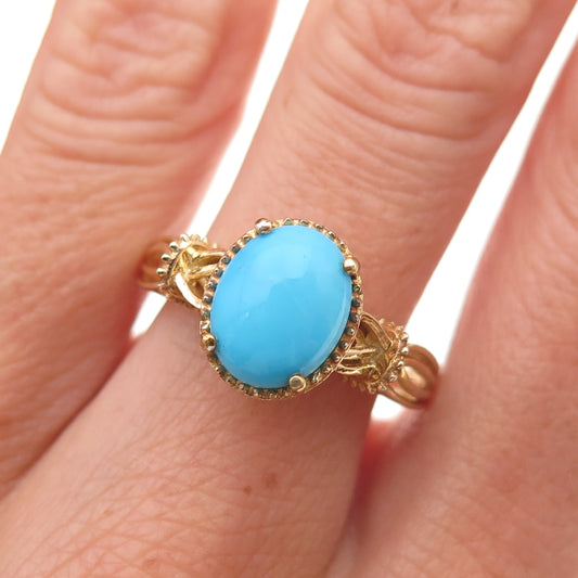 Chuck Clemency 925 Sterling Silver Gold Plated Real Turquoise Ring Size 8.25