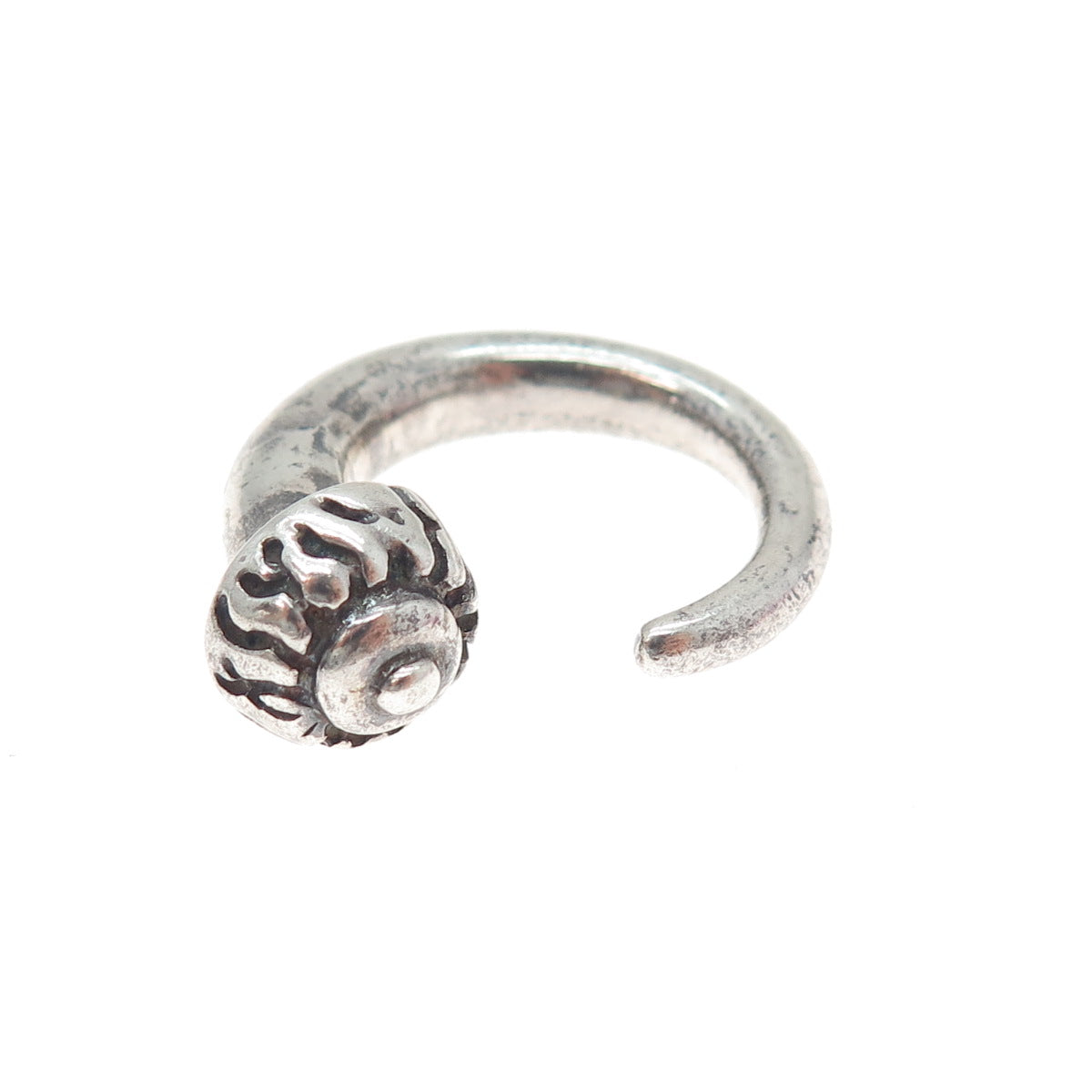 925 Sterling Silver Vintage Horn Amulet Tunnel Single Earring