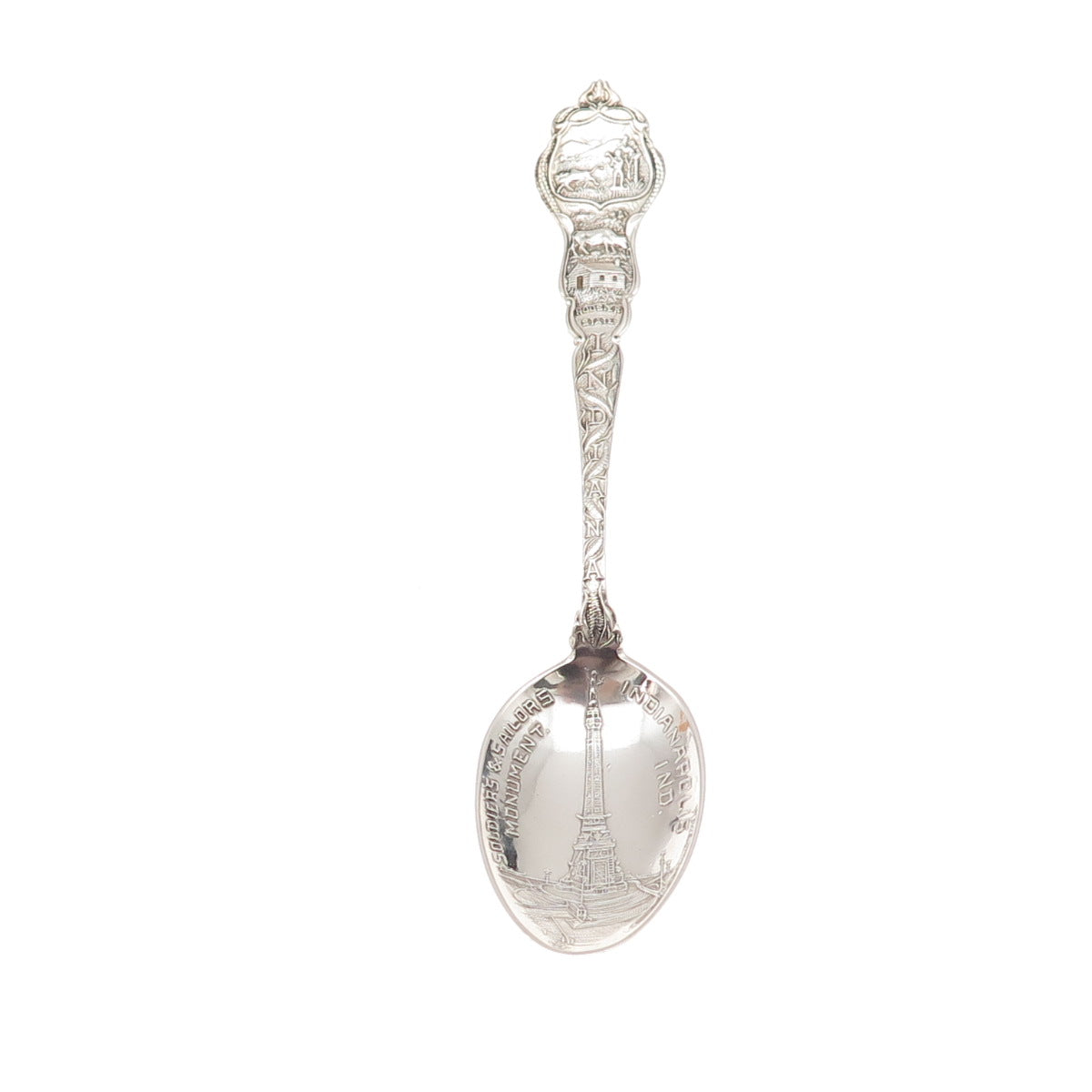 Paye & Baker 925 Sterling Antique Soldiers Sailors Monument Indiana Tea Spoon