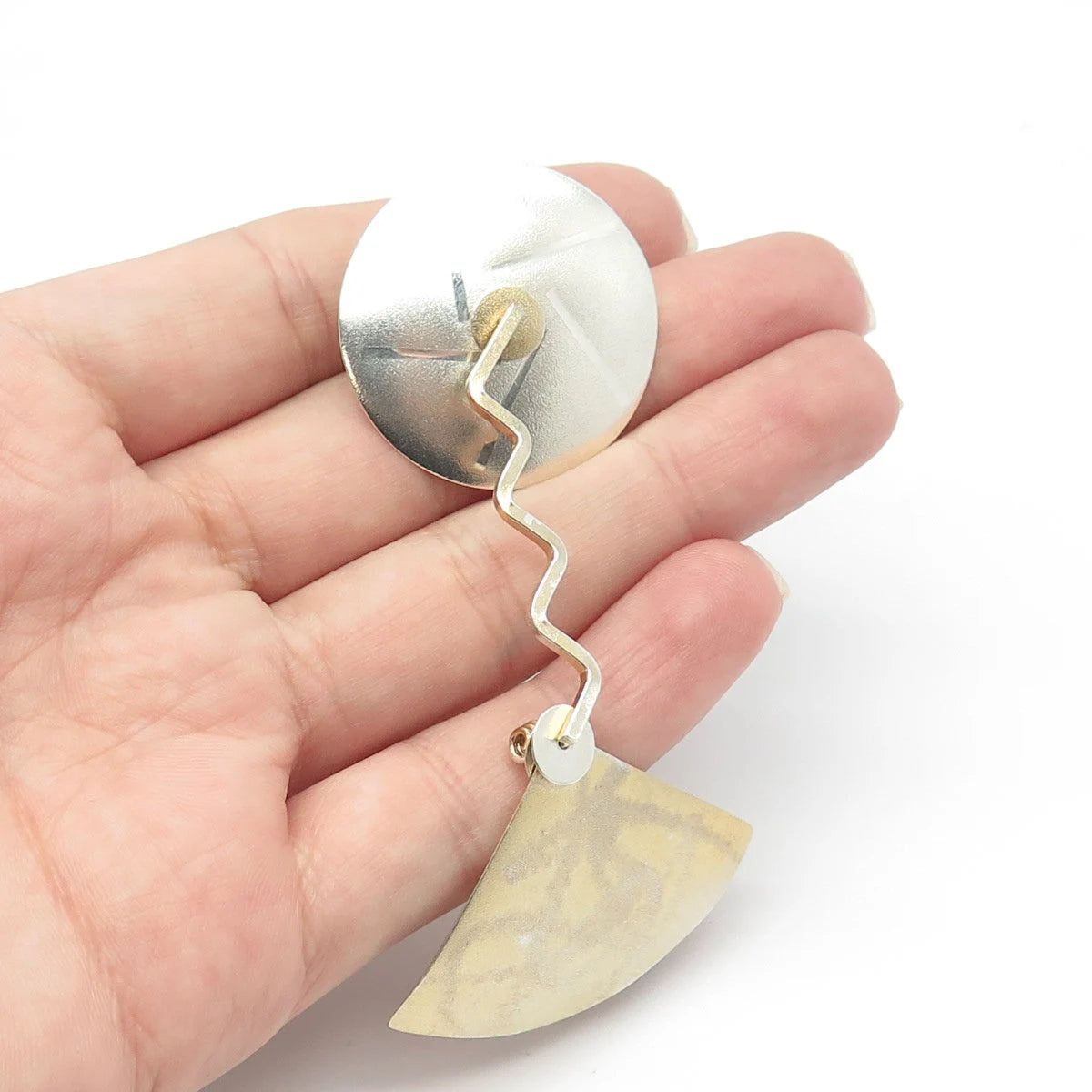 925 Sterling Silver 2-Tone Vintage Modernist Pin