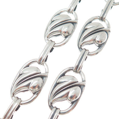 DANECRAFT 925 Sterling Silver Antique Art Deco Floral Leaf Chain Necklace 22"