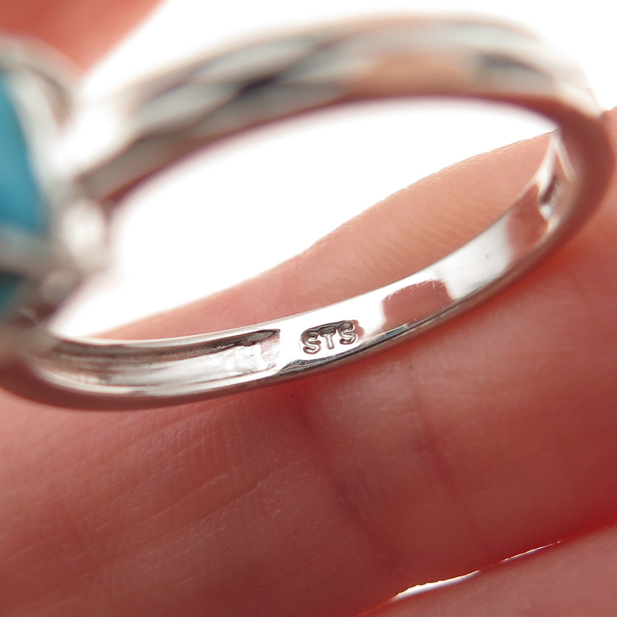 Chuck Clemency 925 Sterling Silver Real Turquoise Diamond-Cut Ring Size 8.25