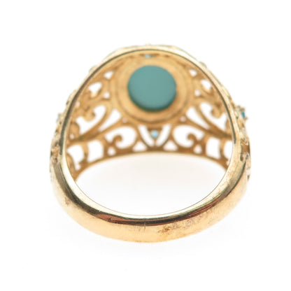Chuck Clemency Sterling Silver Gold Plated Real Turquoise Apatite Ring Size 8.25