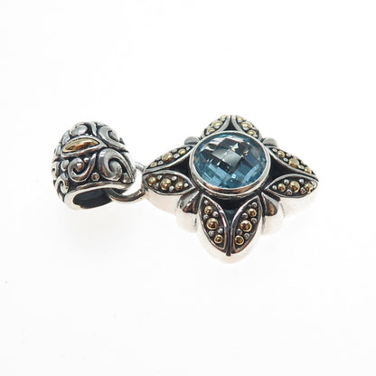 Samuel Benham 925 Sterling Silver 18K Gold Vintage Real Blue Topaz Star Pendant