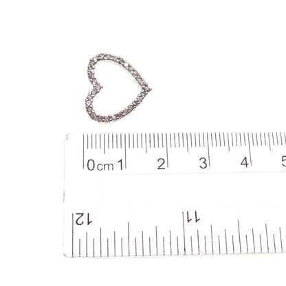 ROSS SIMONS Sterling Silver Round-Cut Pink C Z Heart Mini Slide Charm Pendant