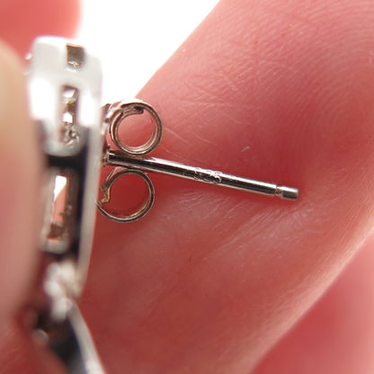 ESPO Joseph Esposito 925 Sterling Silver Real Turquoise & C Z Dangle Earrings