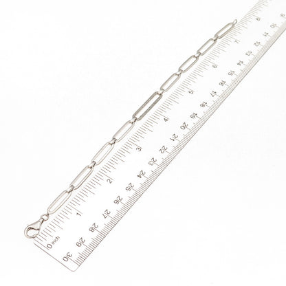 925 Sterling Silver Real Round-Cut Diamond Paperclip Link Bracelet 7.25"