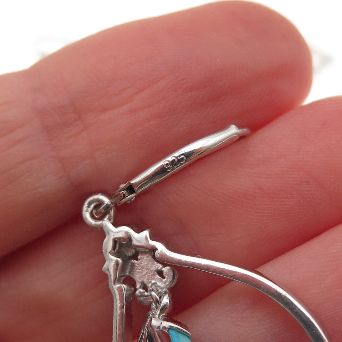 Chuck Clemency Sterling Silver Real Sleeping Beauty Turquoise Dangle Earrings
