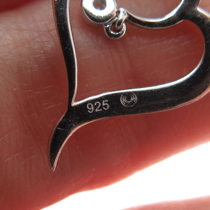 925 Sterling Silver Round-Cut C Z Heart Minimalist Charm Slide Pendant