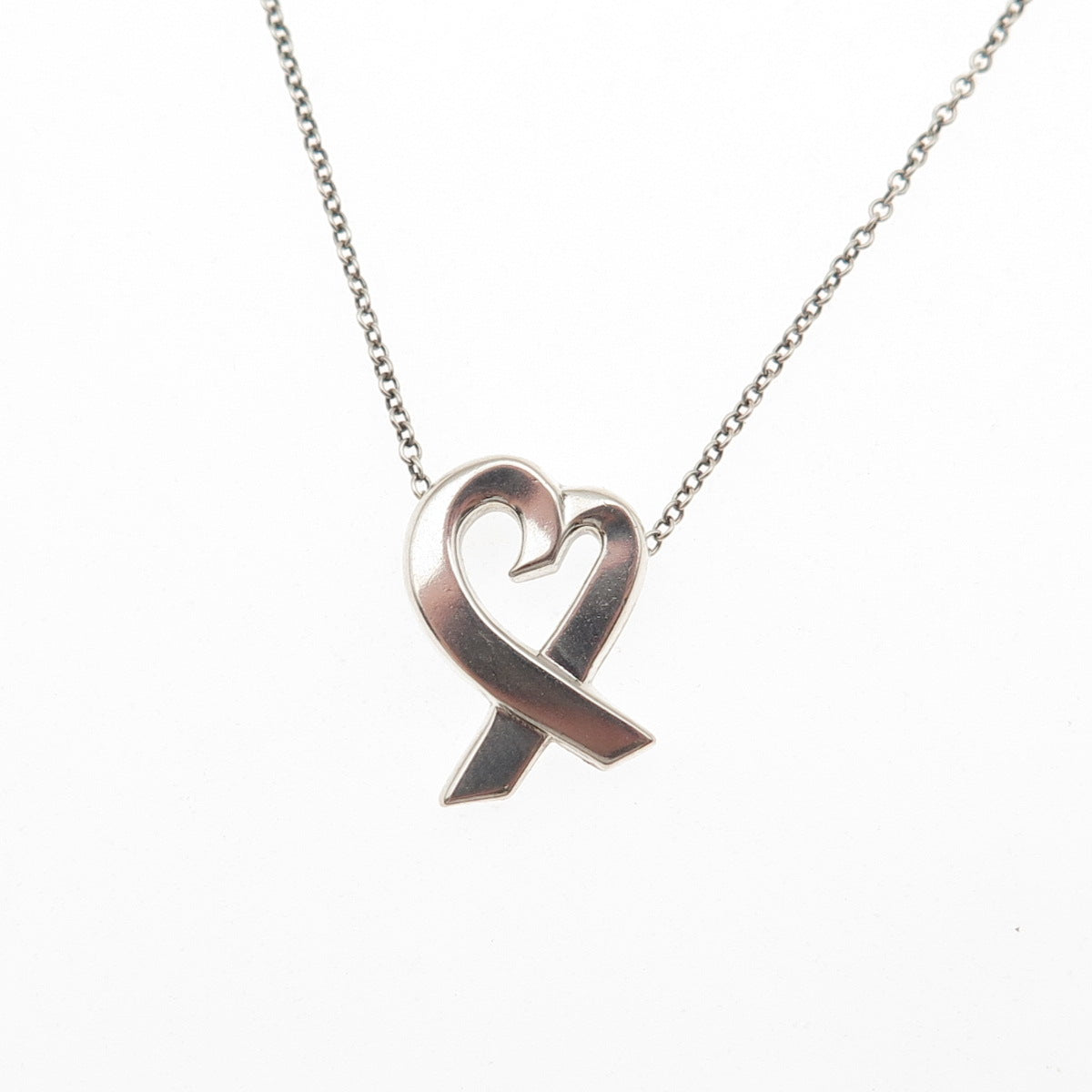 Tiffany & Co. Paloma Picasso Sterling Silver Vintage Loving Heart Necklace 16"