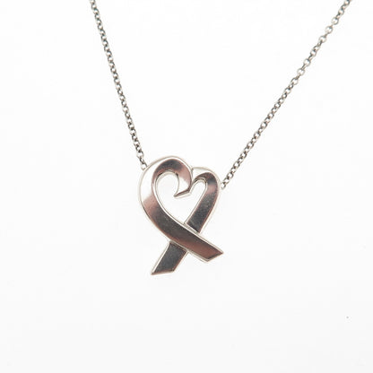 Tiffany & Co. Paloma Picasso Sterling Silver Vintage Loving Heart Necklace 16"