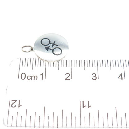 925 Sterling Silver Black Enamel Male & Female Symbol Minimalist Charm Pendant
