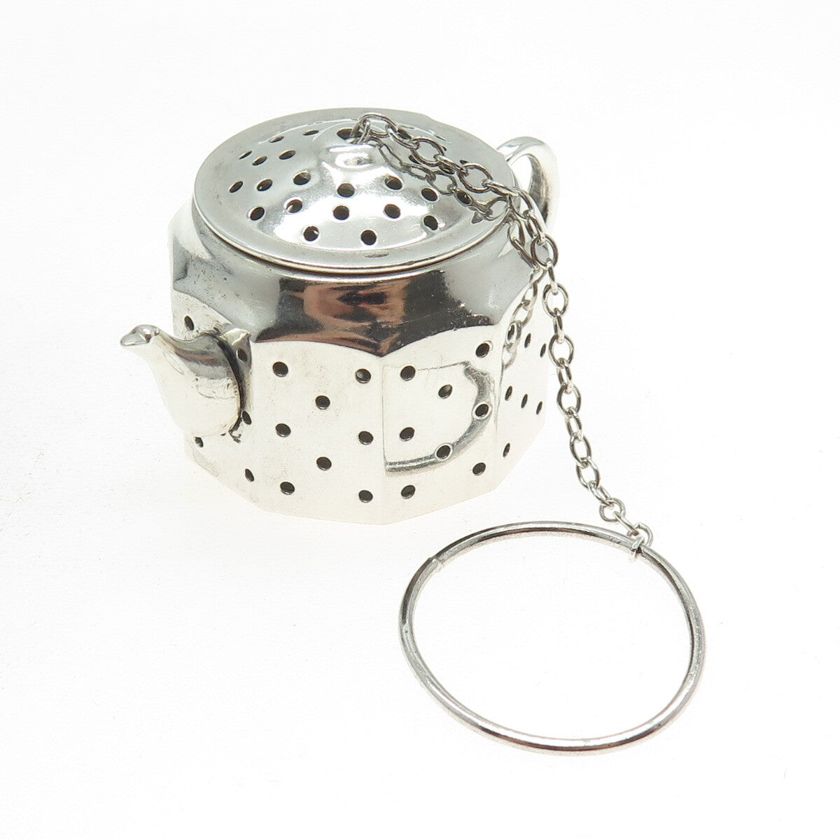 AMCRAFT Attleboro Mass 925 Sterling Silver Antique Teapot Tea Diffuser Strainer