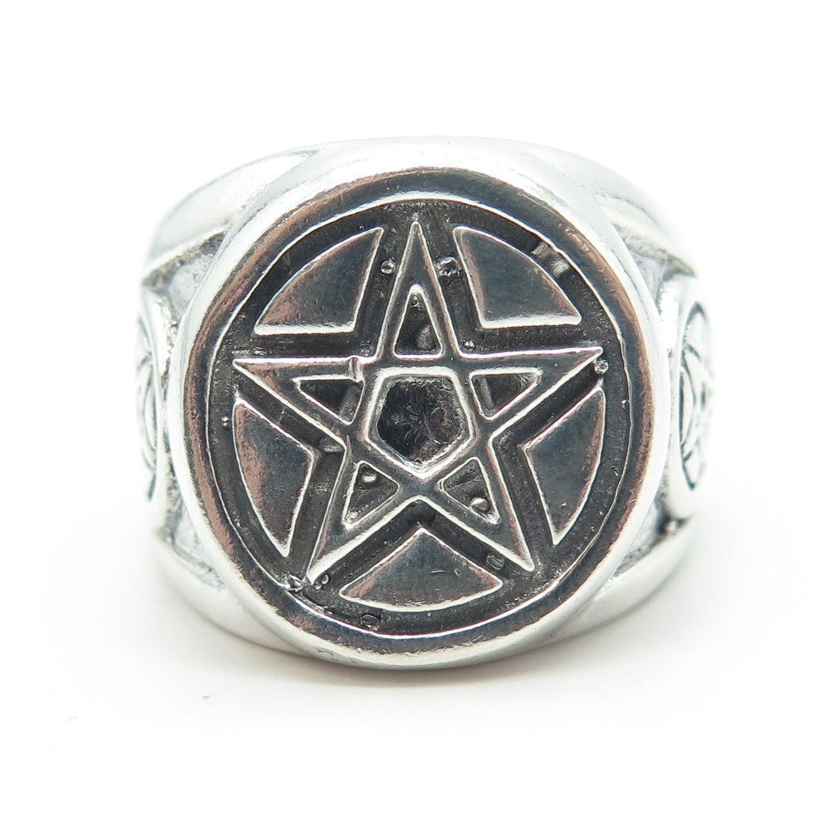 950 Silver Vintage Pentagram Star Ring Size 12.25