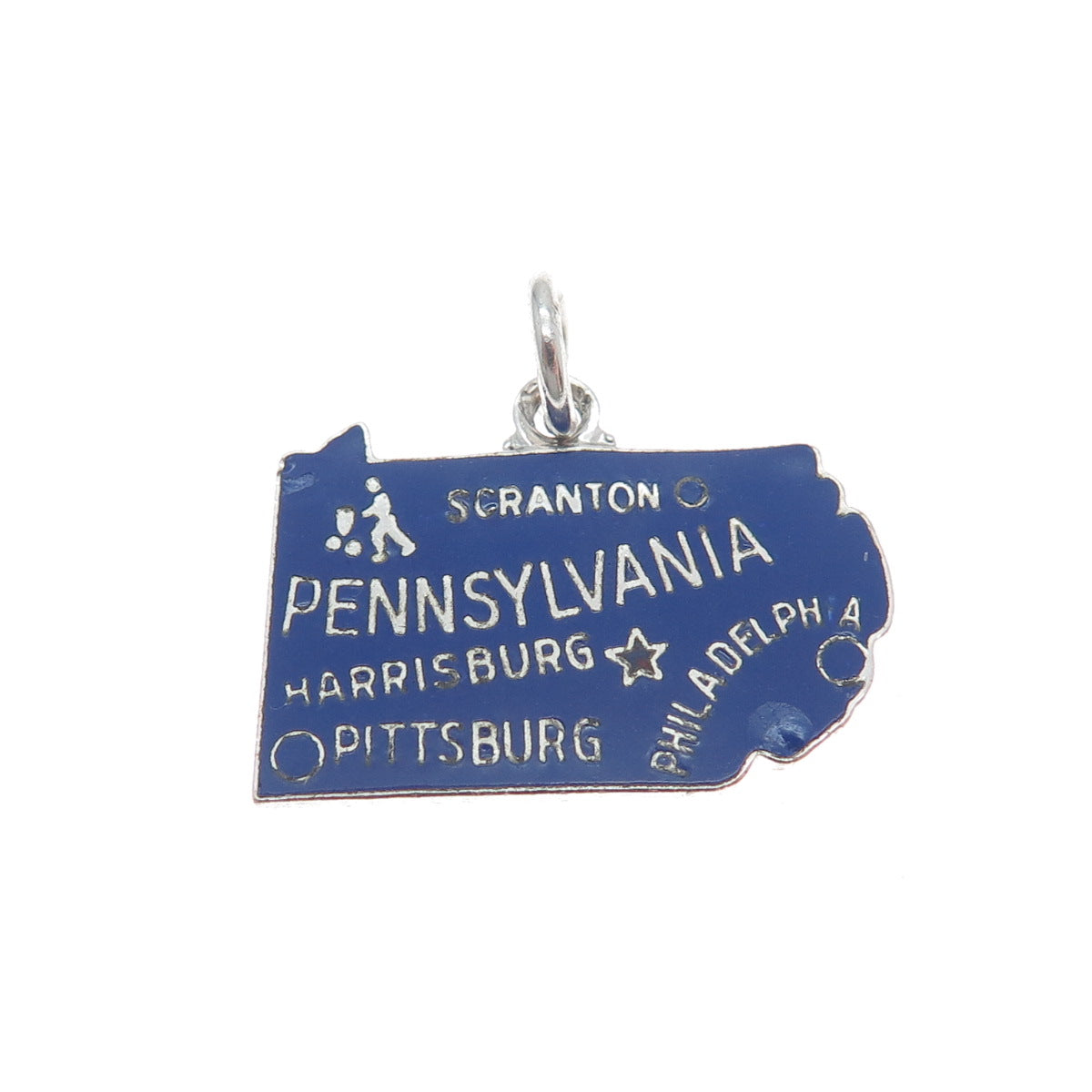 DANECRAFT Sterling Silver Vintage Enamel Pennsylvania Minimalist Charm Pendant
