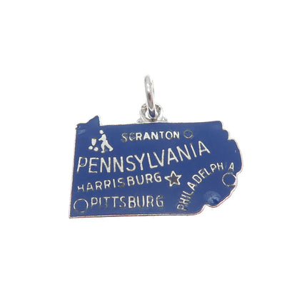 DANECRAFT Sterling Silver Vintage Enamel Pennsylvania Minimalist Charm Pendant